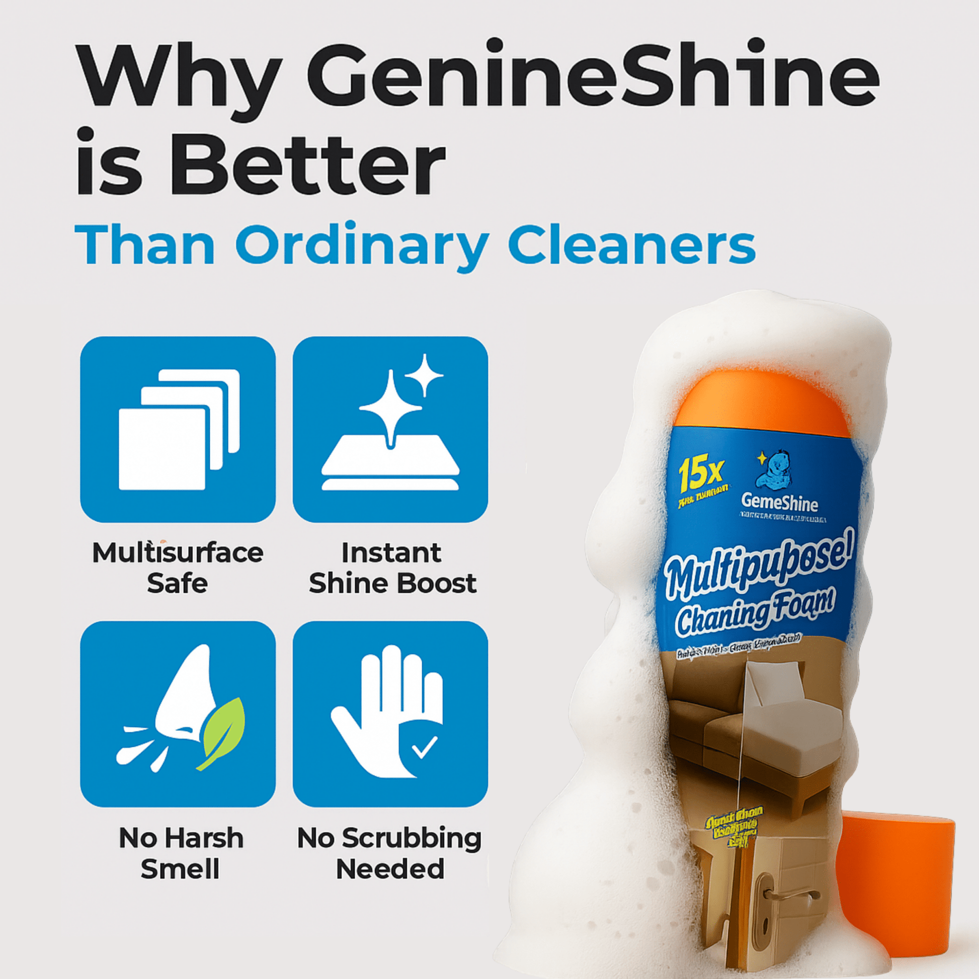 MultiPurpose cleaning foam | 500ML - GenieShine
